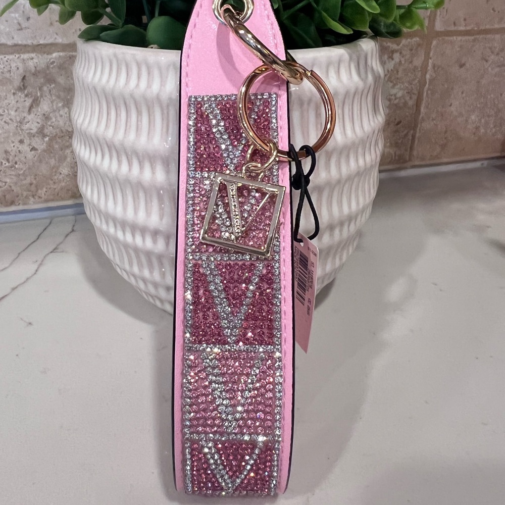 Victorias Secret Pink Rhinestone Wristlet Keychain